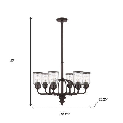 Bronze Six Light Metal Dimmable Chandelier With Shades HomeRoots