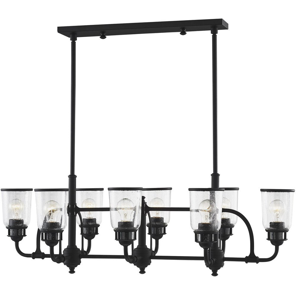 Black Eight Light Metal Dimmable Chandelier With Shades HomeRoots