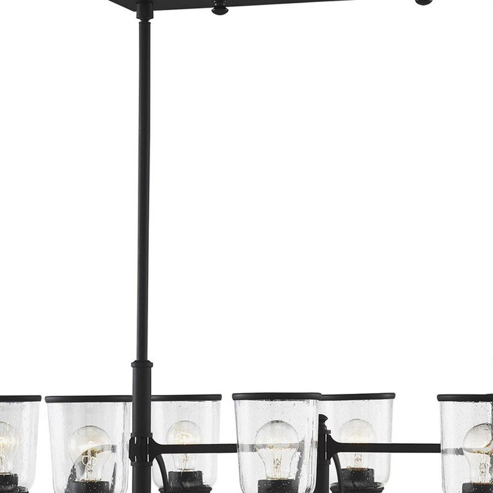 Black Eight Light Metal Dimmable Chandelier With Shades HomeRoots