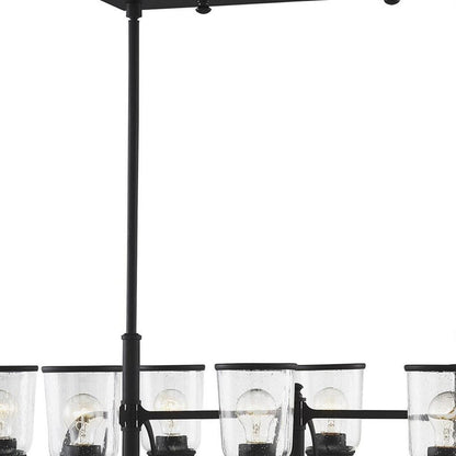 Black Eight Light Metal Dimmable Chandelier With Shades HomeRoots