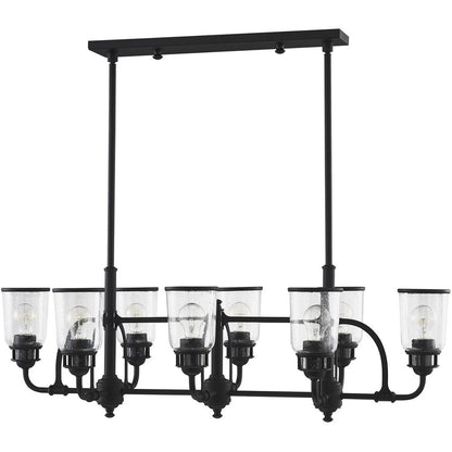 Black Eight Light Metal Dimmable Chandelier With Shades HomeRoots