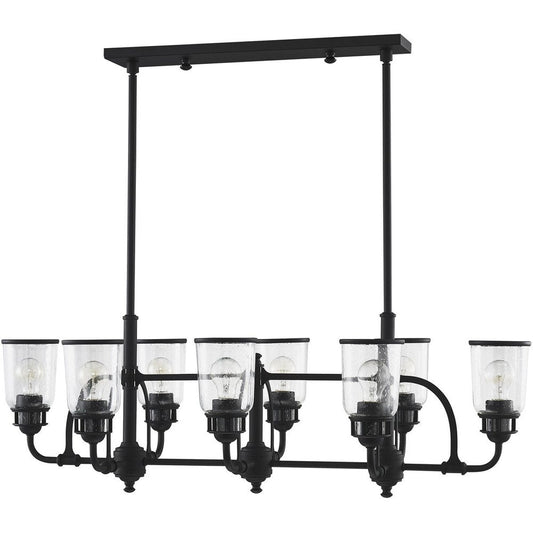 Black Eight Light Metal Dimmable Chandelier With Shades HomeRoots