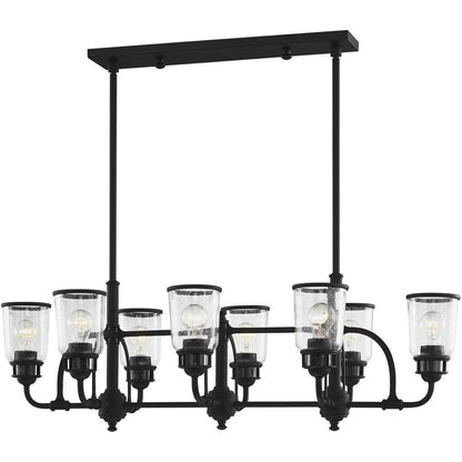 Black Eight Light Metal Dimmable Chandelier With Shades HomeRoots