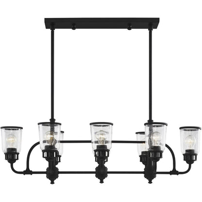 Black Eight Light Metal Dimmable Chandelier With Shades HomeRoots