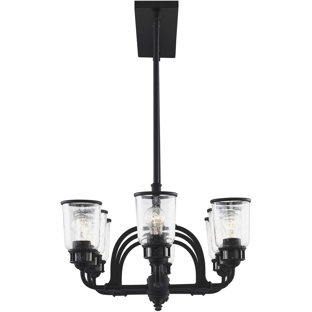 Black Eight Light Metal Dimmable Chandelier With Shades HomeRoots