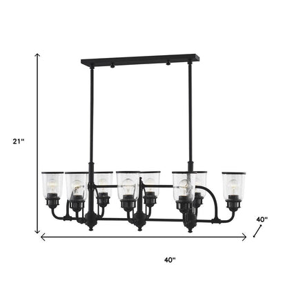 Black Eight Light Metal Dimmable Chandelier With Shades HomeRoots