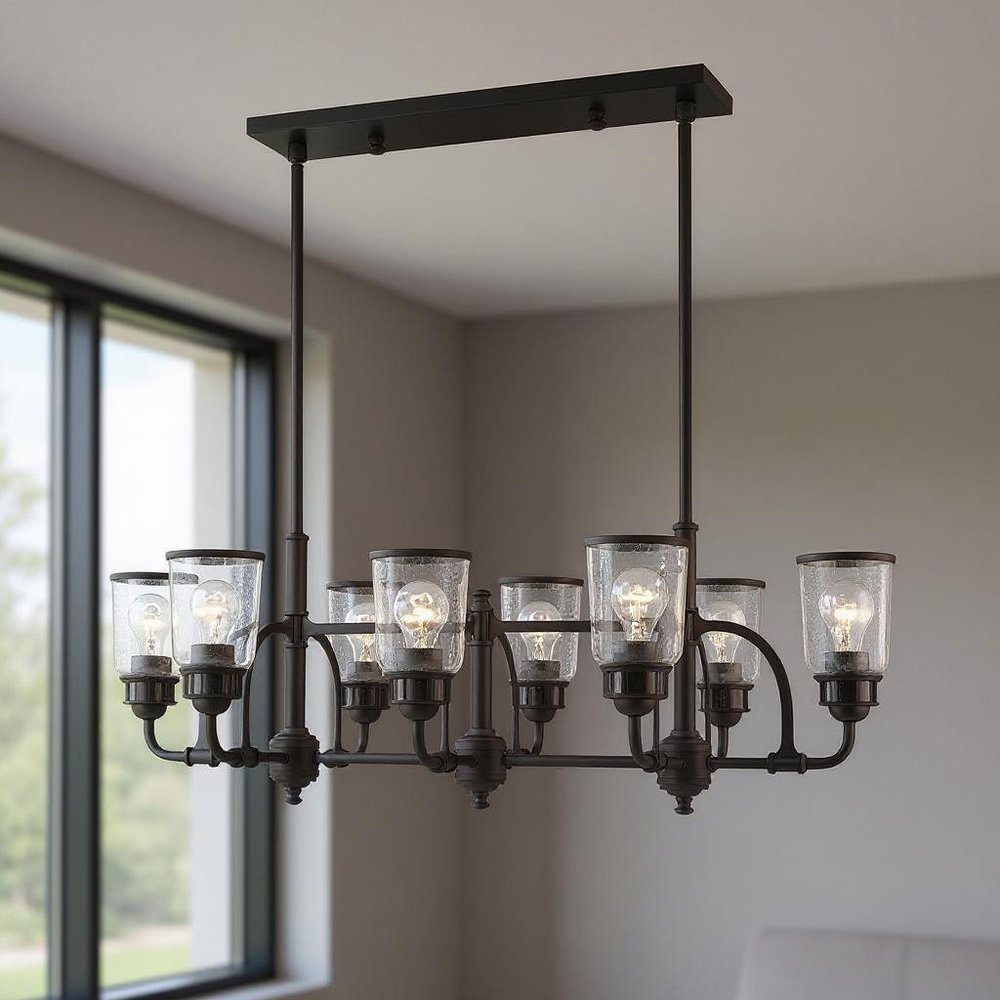 Bronze Eight Light Metal Dimmable Chandelier With Shades HomeRoots