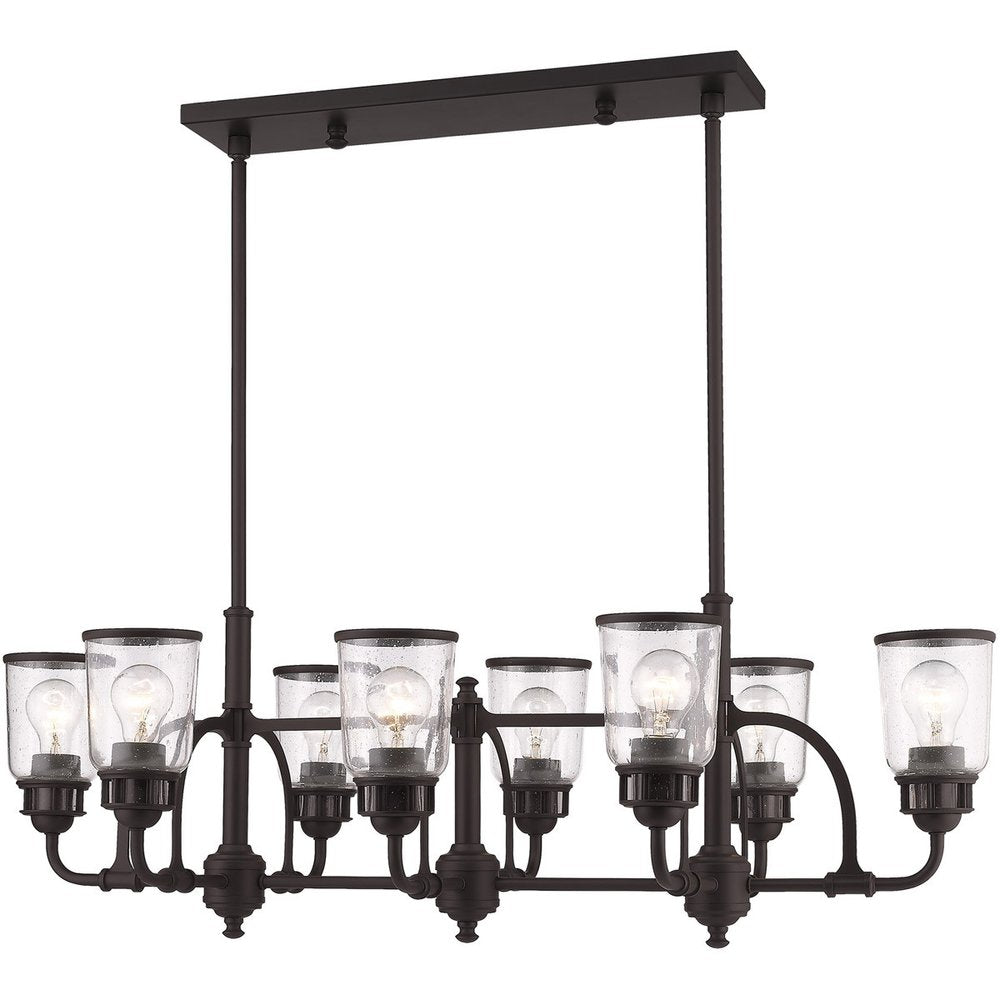 Bronze Eight Light Metal Dimmable Chandelier With Shades HomeRoots