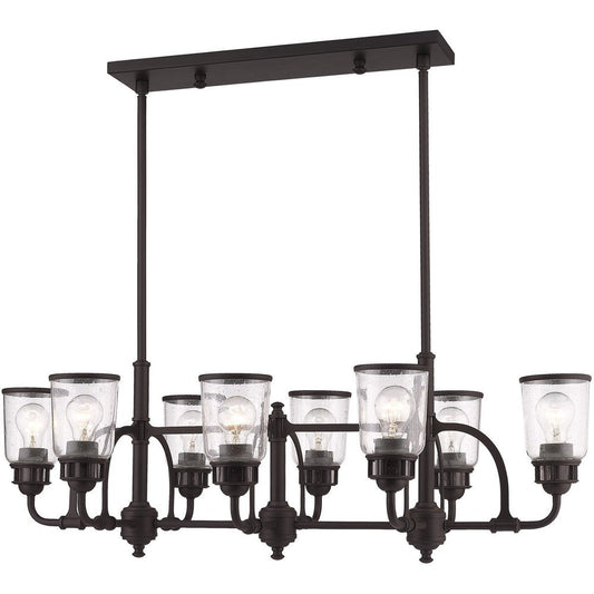 Bronze Eight Light Metal Dimmable Chandelier With Shades HomeRoots