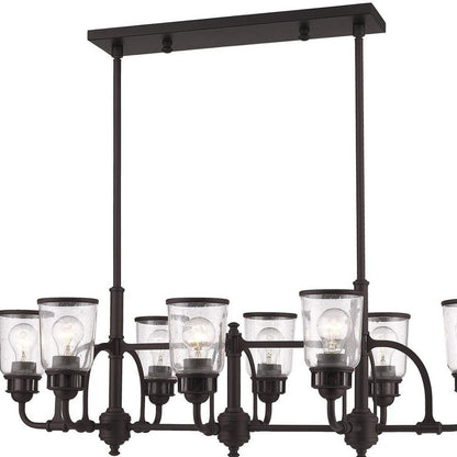 Bronze Eight Light Metal Dimmable Chandelier With Shades HomeRoots
