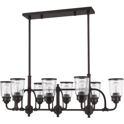Bronze Eight Light Metal Dimmable Chandelier With Shades HomeRoots