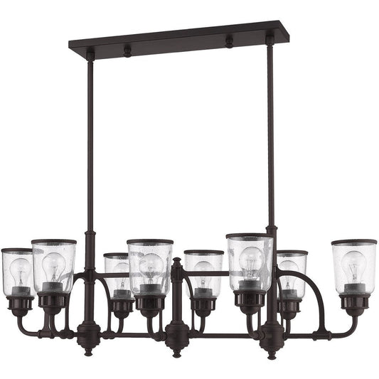 Bronze Eight Light Metal Dimmable Chandelier With Shades HomeRoots