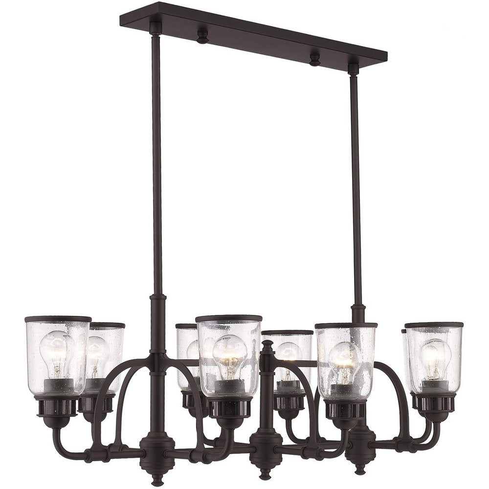 Bronze Eight Light Metal Dimmable Chandelier With Shades HomeRoots
