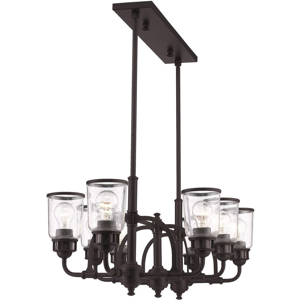 Bronze Eight Light Metal Dimmable Chandelier With Shades HomeRoots