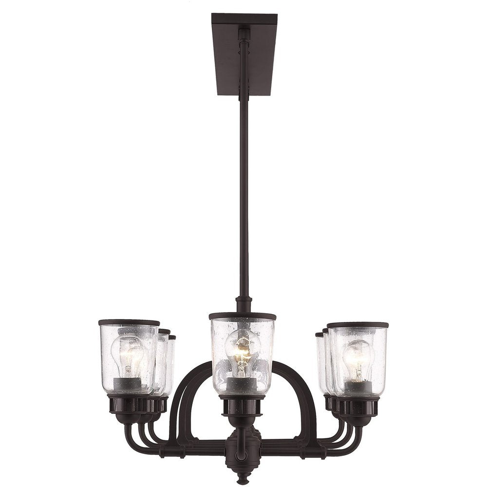 Bronze Eight Light Metal Dimmable Chandelier With Shades HomeRoots