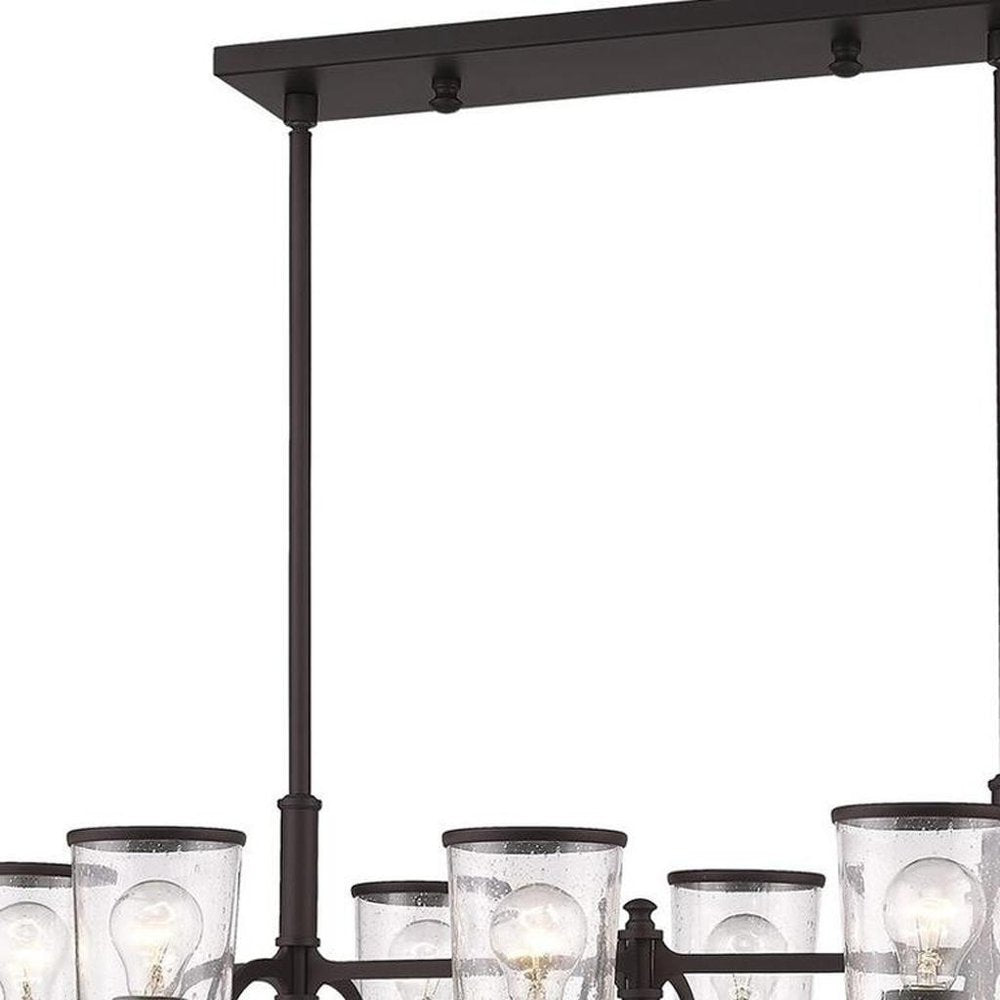 Bronze Eight Light Metal Dimmable Chandelier With Shades HomeRoots