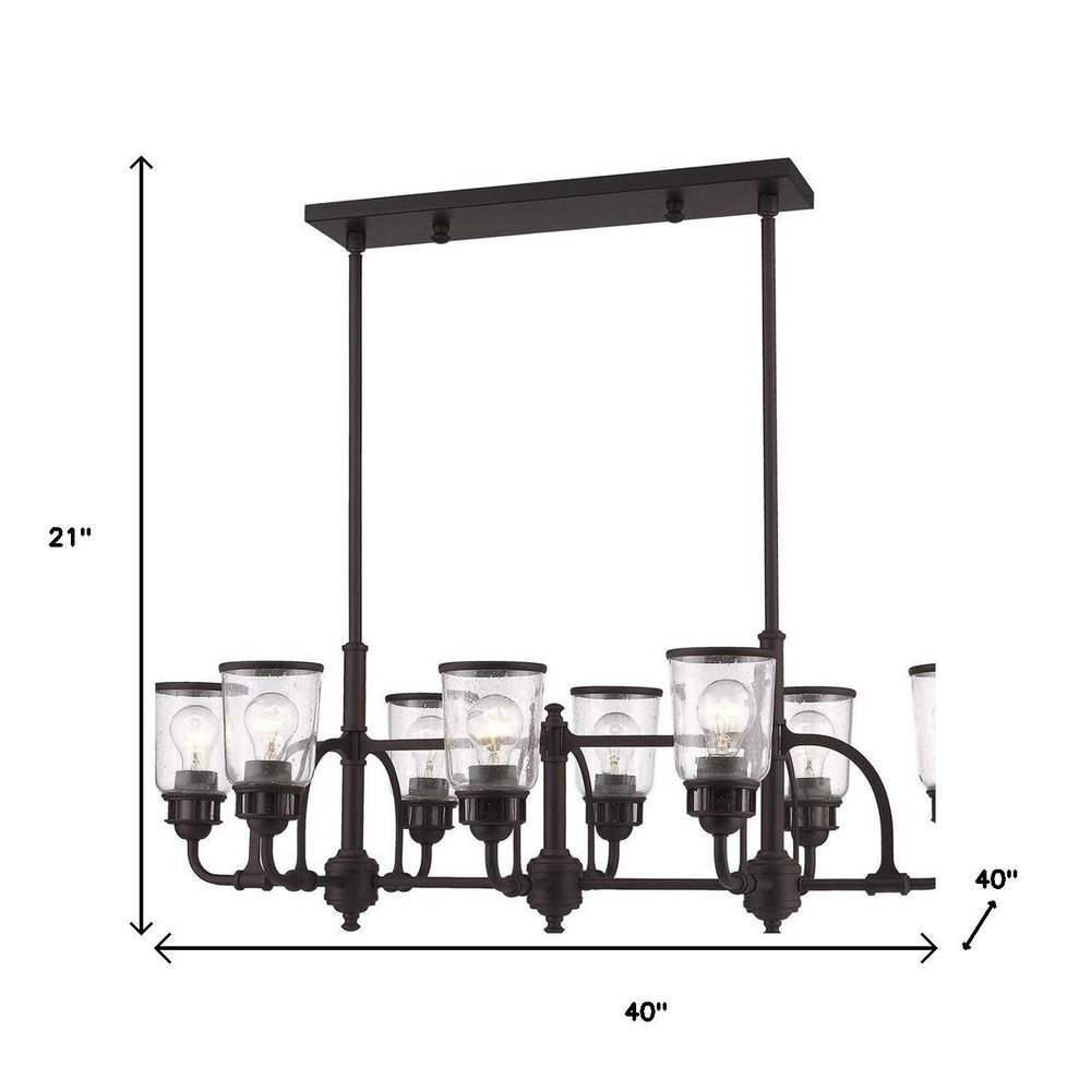 Bronze Eight Light Metal Dimmable Chandelier With Shades HomeRoots