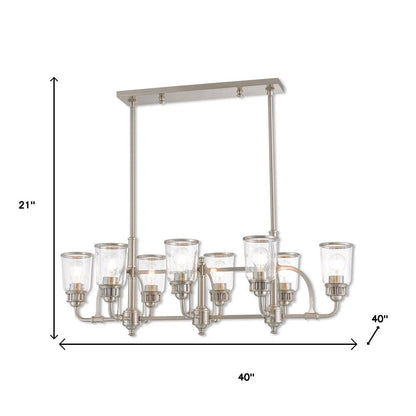 Nickel Eight Light Metal Dimmable Chandelier With Shades HomeRoots