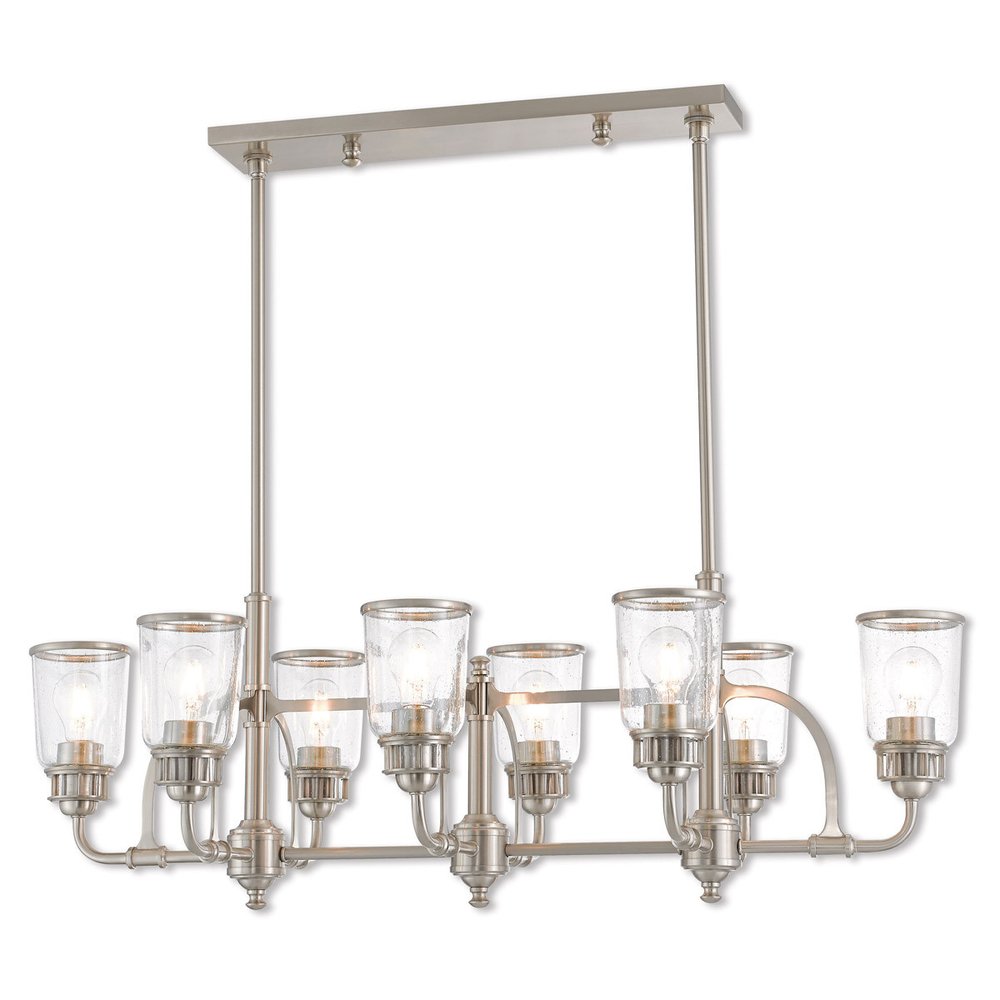 Nickel Eight Light Metal Dimmable Chandelier With Shades HomeRoots