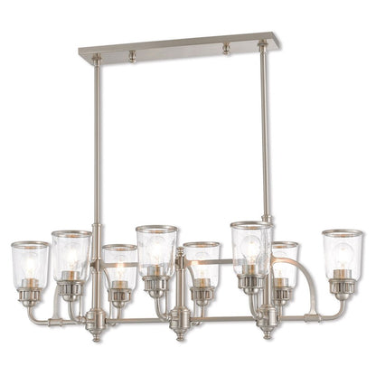 Nickel Eight Light Metal Dimmable Chandelier With Shades HomeRoots