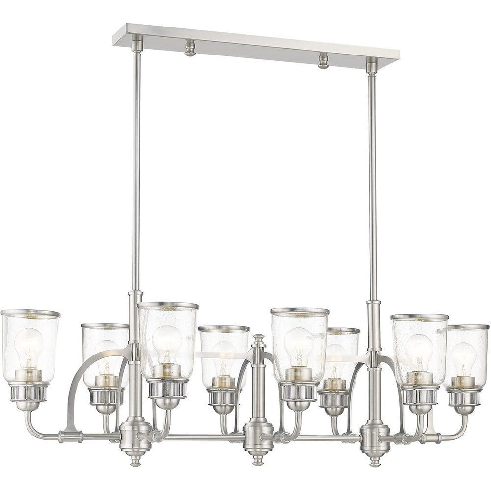 Nickel Eight Light Metal Dimmable Chandelier With Shades HomeRoots