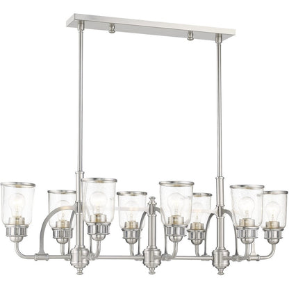 Nickel Eight Light Metal Dimmable Chandelier With Shades HomeRoots
