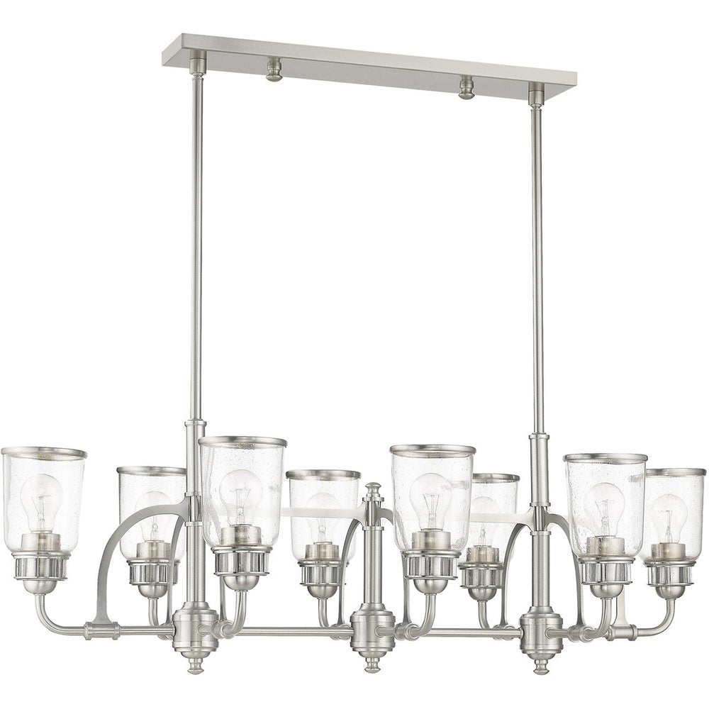 Nickel Eight Light Metal Dimmable Chandelier With Shades HomeRoots