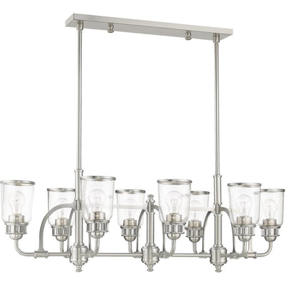 Nickel Eight Light Metal Dimmable Chandelier With Shades HomeRoots