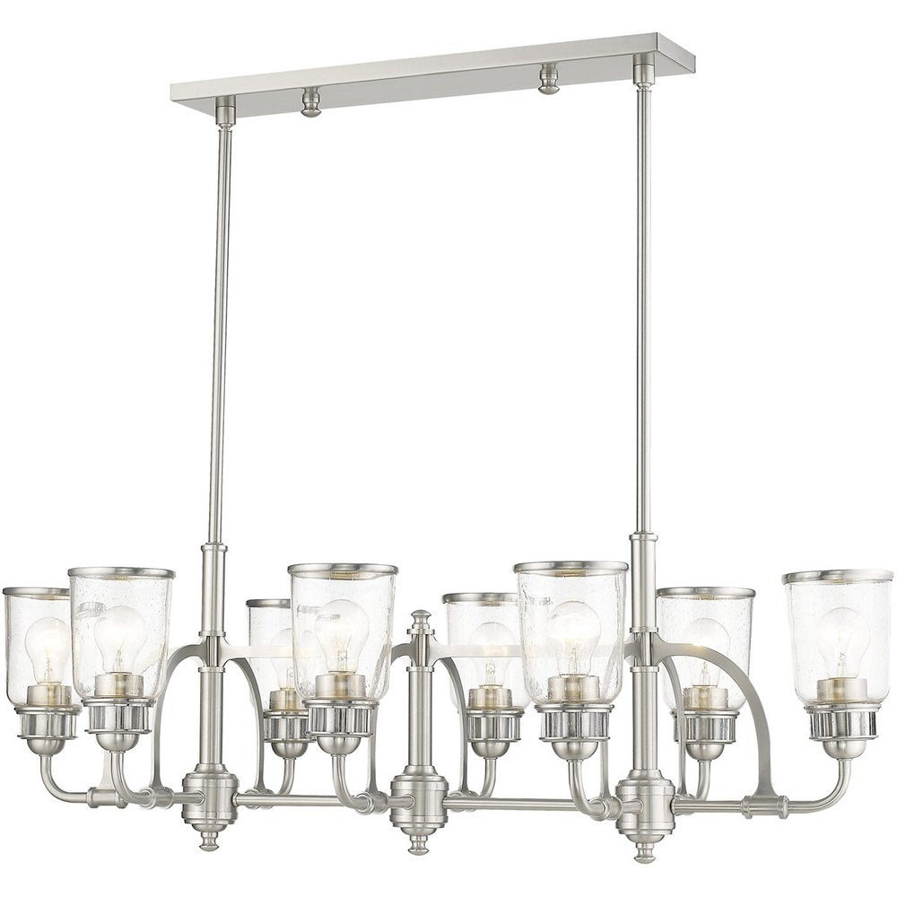 Nickel Eight Light Metal Dimmable Chandelier With Shades HomeRoots