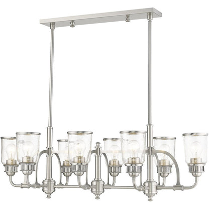 Nickel Eight Light Metal Dimmable Chandelier With Shades HomeRoots