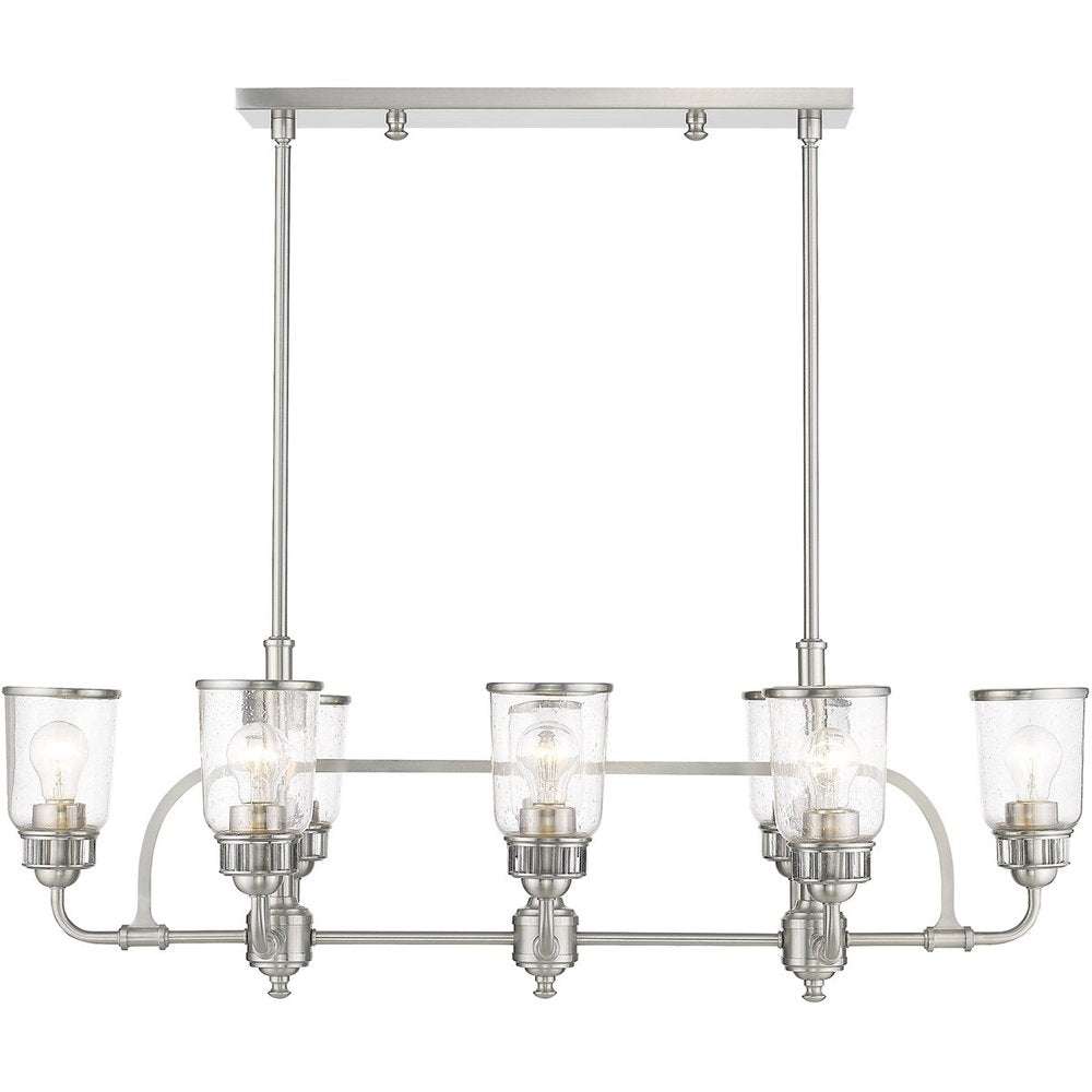 Nickel Eight Light Metal Dimmable Chandelier With Shades HomeRoots