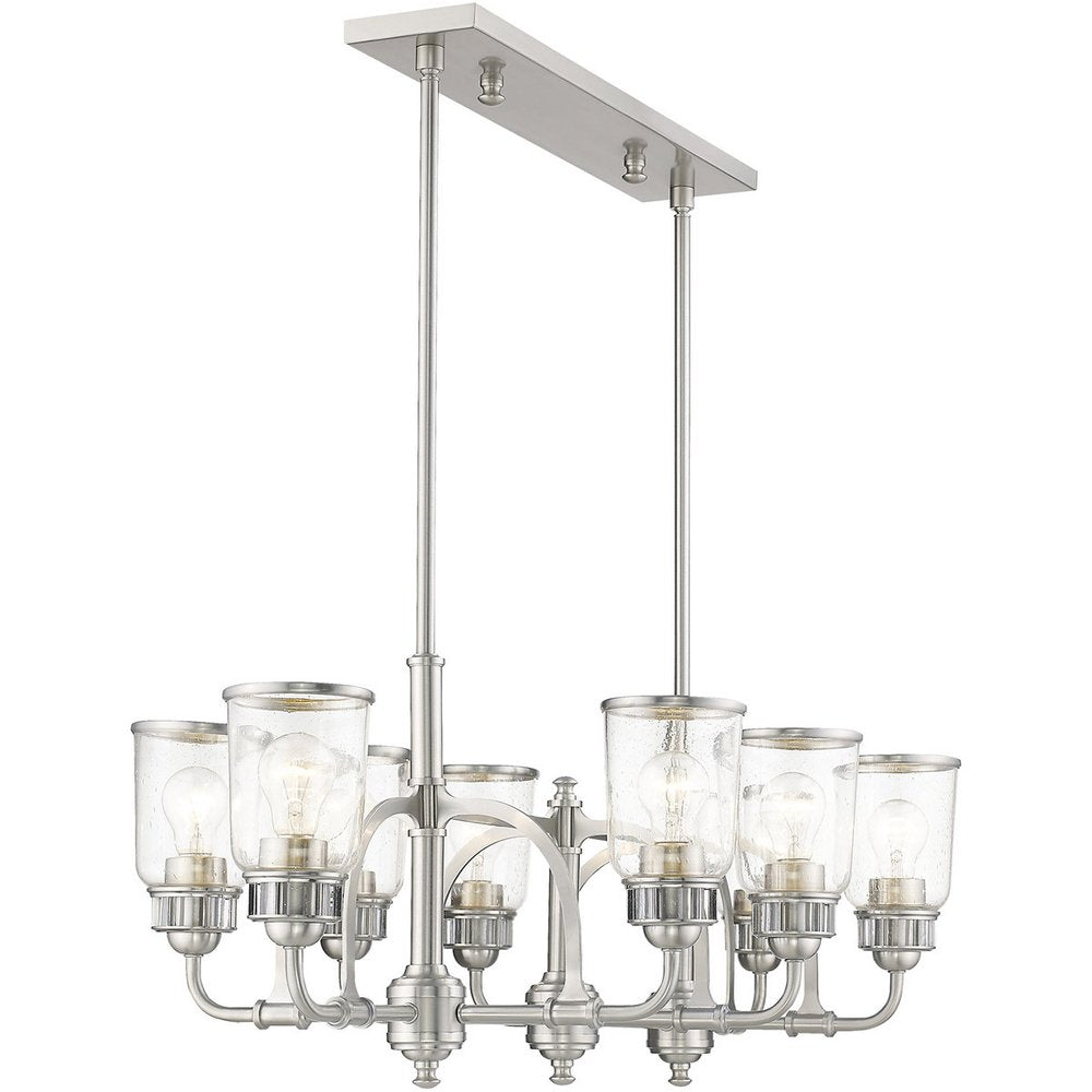Nickel Eight Light Metal Dimmable Chandelier With Shades HomeRoots