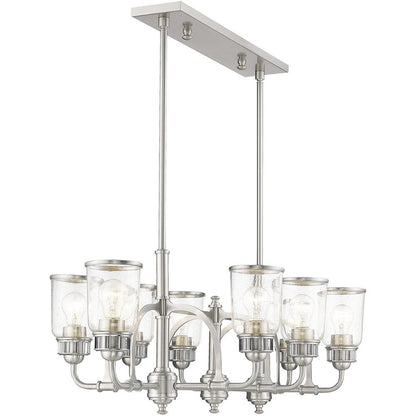 Nickel Eight Light Metal Dimmable Chandelier With Shades HomeRoots