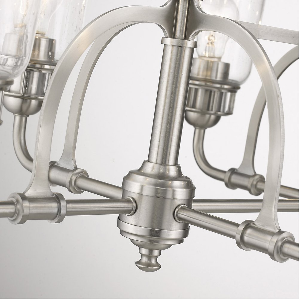Nickel Eight Light Metal Dimmable Chandelier With Shades HomeRoots