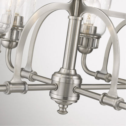 Nickel Eight Light Metal Dimmable Chandelier With Shades HomeRoots