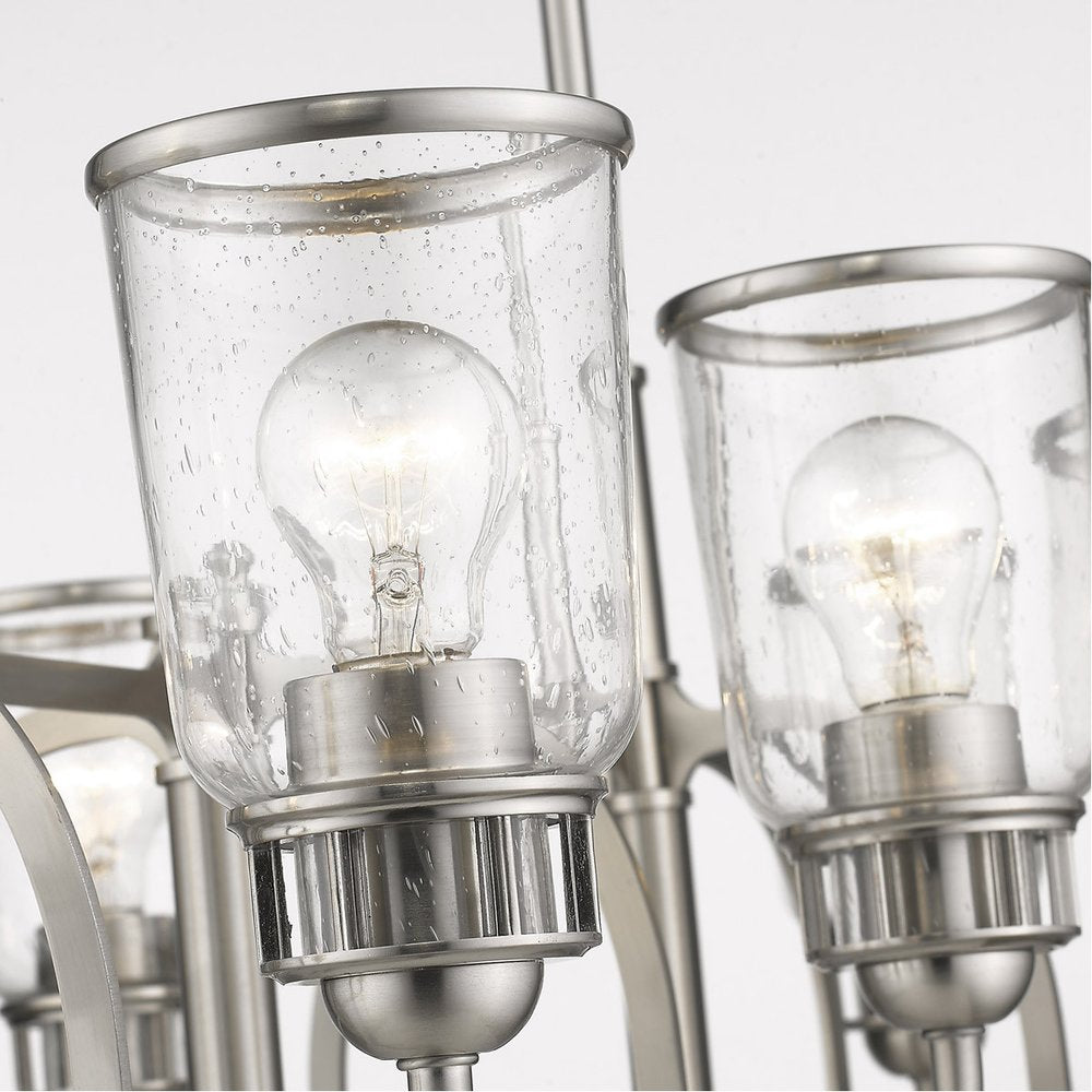 Nickel Eight Light Metal Dimmable Chandelier With Shades HomeRoots