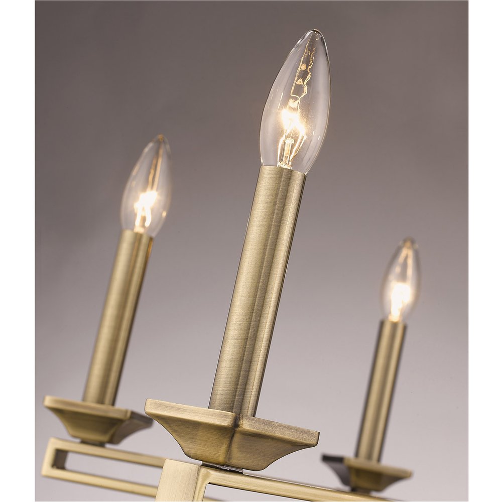 Antiqued Brass Six Light Metal Dimmable Chandelier With Shades HomeRoots