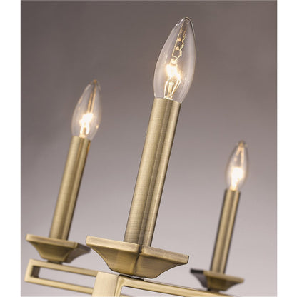 Antiqued Brass Six Light Metal Dimmable Chandelier With Shades HomeRoots