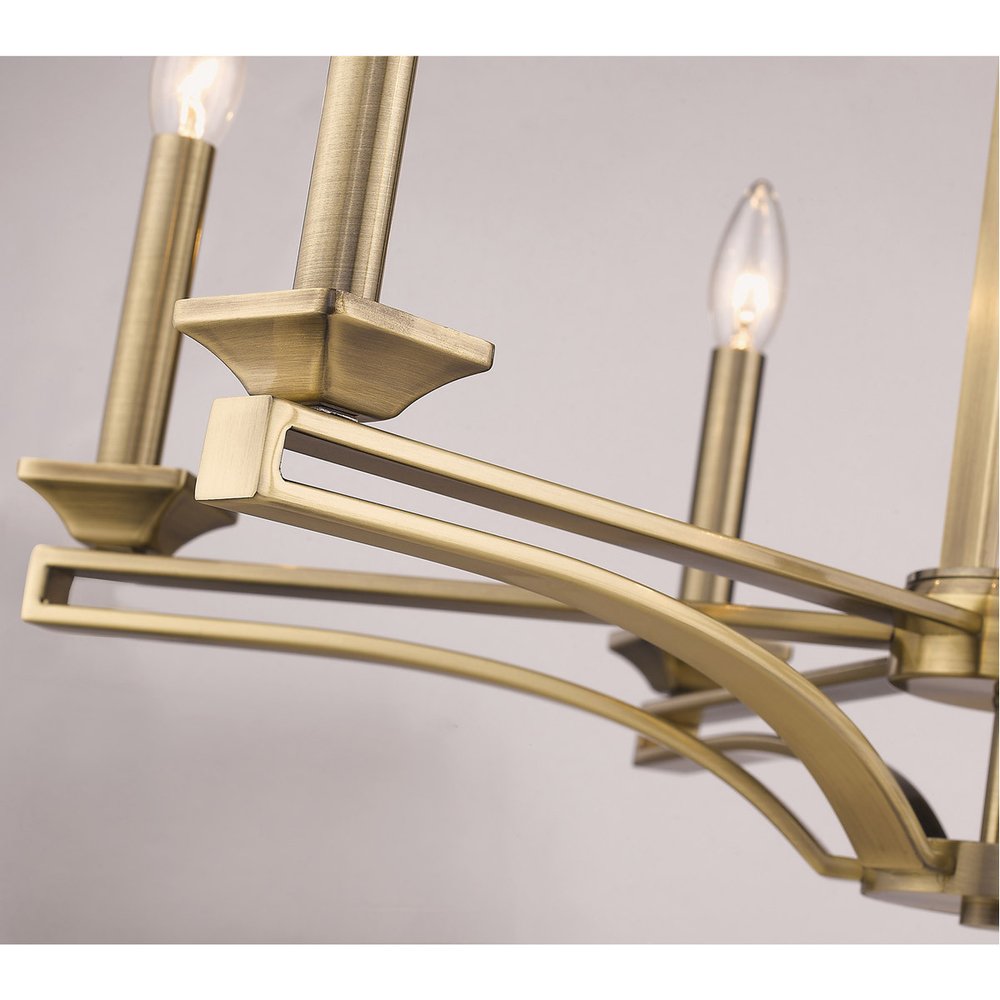 Antiqued Brass Six Light Metal Dimmable Chandelier With Shades HomeRoots