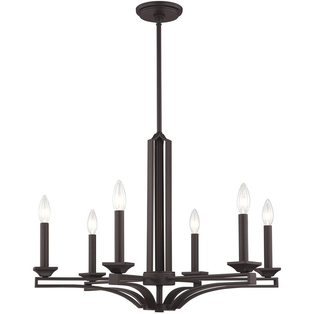 Bronze Six Light Metal Dimmable Chandelier With Shades HomeRoots