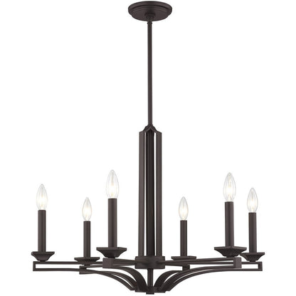 Bronze Six Light Metal Dimmable Chandelier With Shades HomeRoots