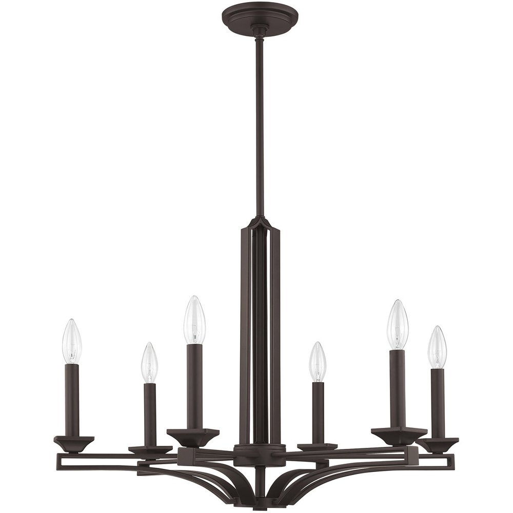 Bronze Six Light Metal Dimmable Chandelier With Shades HomeRoots