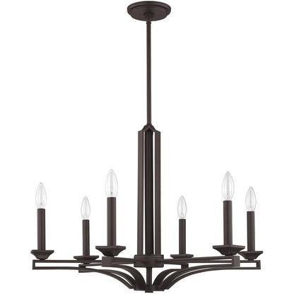 Bronze Six Light Metal Dimmable Chandelier With Shades HomeRoots