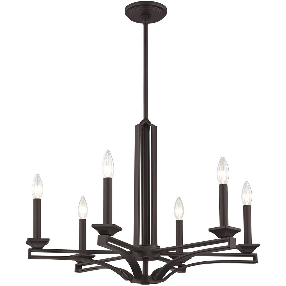 Bronze Six Light Metal Dimmable Chandelier With Shades HomeRoots