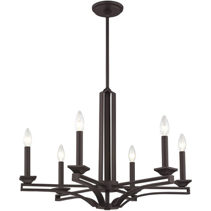 Bronze Six Light Metal Dimmable Chandelier With Shades HomeRoots