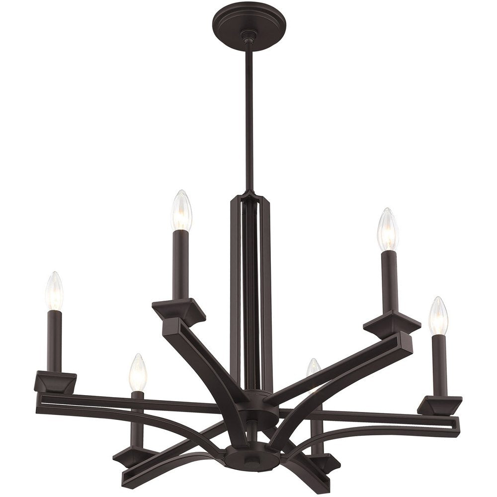 Bronze Six Light Metal Dimmable Chandelier With Shades HomeRoots