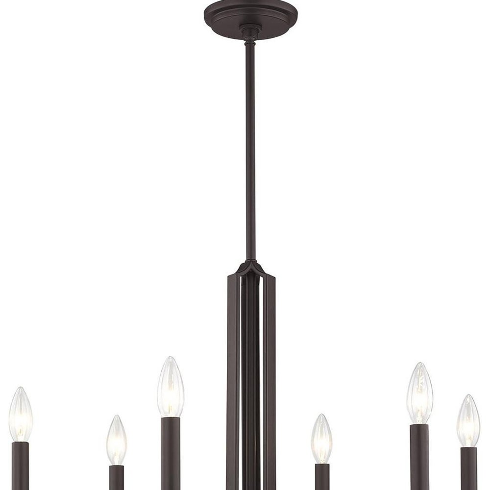 Bronze Six Light Metal Dimmable Chandelier With Shades HomeRoots