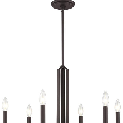 Bronze Six Light Metal Dimmable Chandelier With Shades HomeRoots