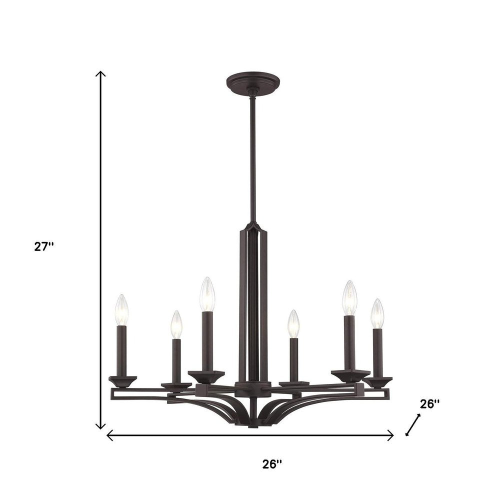 Bronze Six Light Metal Dimmable Chandelier With Shades HomeRoots