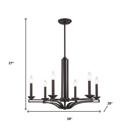 Bronze Six Light Metal Dimmable Chandelier With Shades HomeRoots